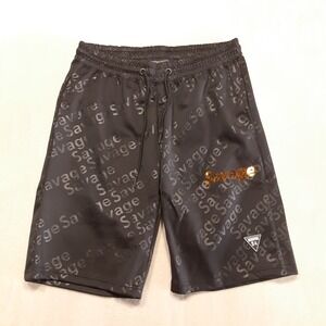 Encrypted 94 Mens Savage Print Shorts Sz.L/Black Drawstring/Basketball Jogger